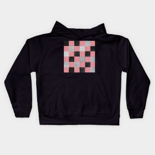 Pink, Gray and Black Checkered Pattern Kids Hoodie